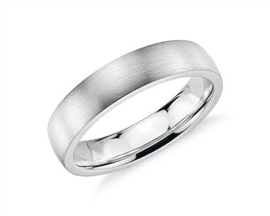 Matte Low Dome Comfort Fit Wedding Ring In Platinum (5mm)